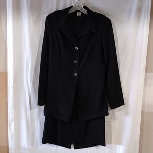 Elements 2 PC Black Vintage Classic Business Coat Dress Size 14 NEW